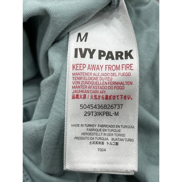 Ivy Park Adidas Women's Size Medium Aqua Logo Short Sleeve Crop Top Oversized - Picture 4 of 7